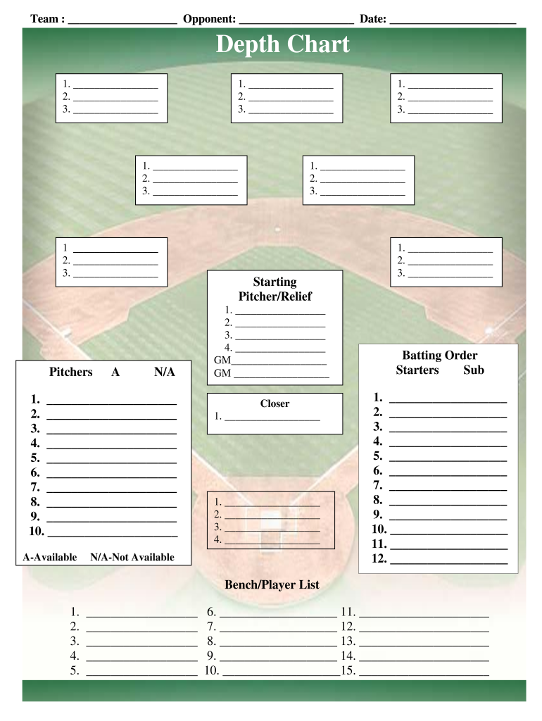 Baseball Depth Chart Template