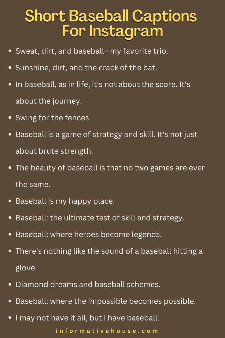 Short Baseball Captions for Instagram